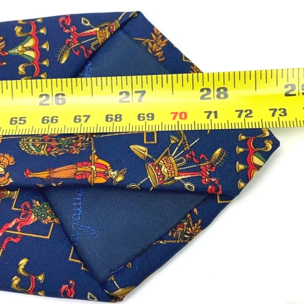 Salvatore Ferragamo Tie Navy Blue Mens 100% Silk Necktie Made in Italy